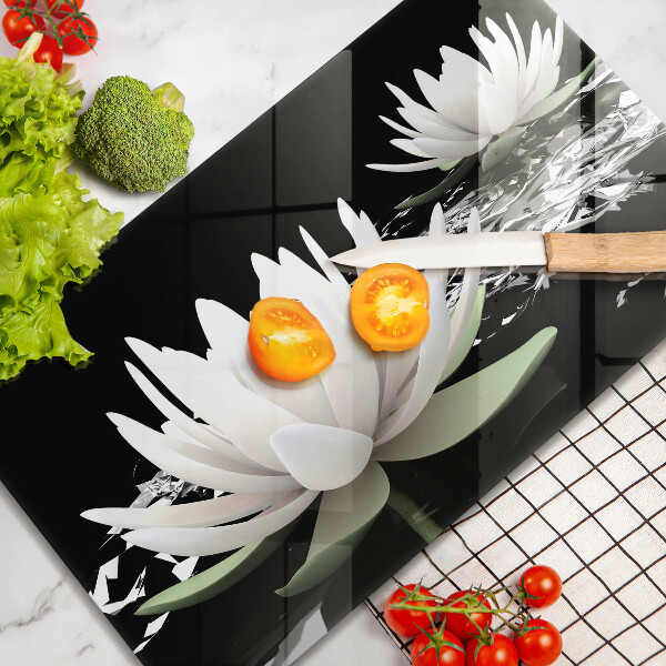 Chopping board White lilies on the water
