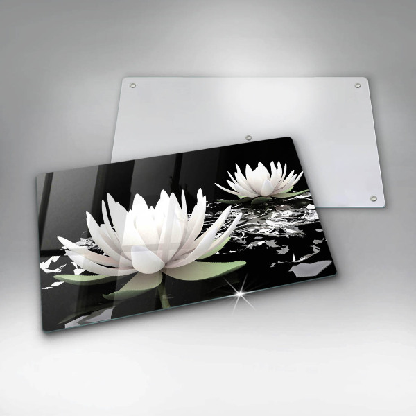 Chopping board White lilies on the water