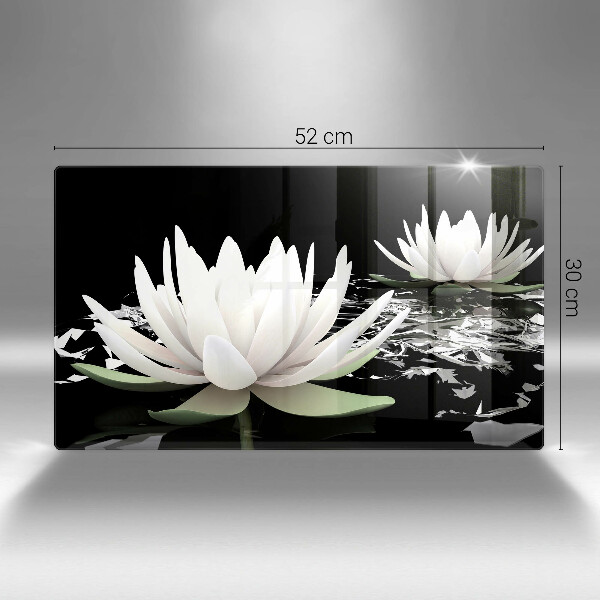 Chopping board White lilies on the water