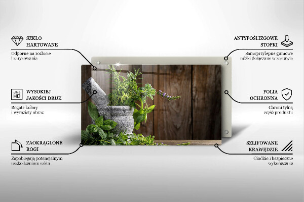 Chopping board Herbs plants and wood