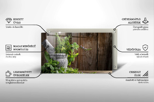 Chopping board Herbs plants and wood