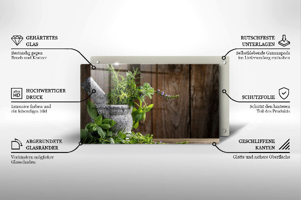 Chopping board Herbs plants and wood