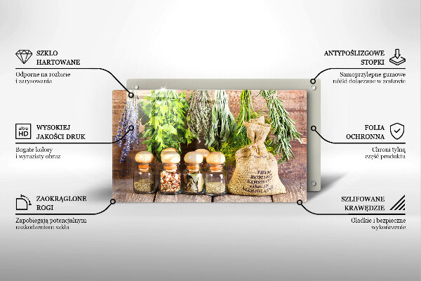 Chopping board Herbs spices and wood