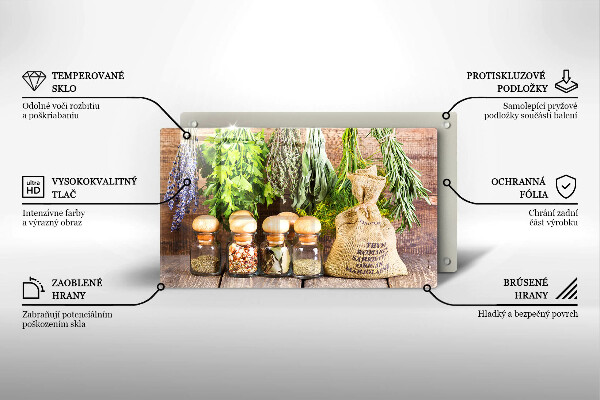 Chopping board Herbs spices and wood