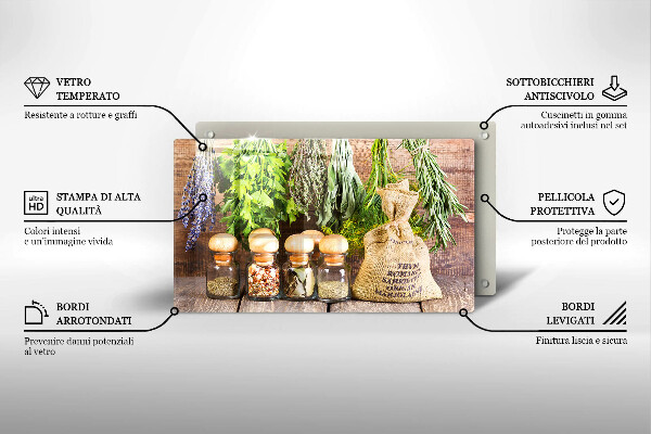 Chopping board Herbs spices and wood