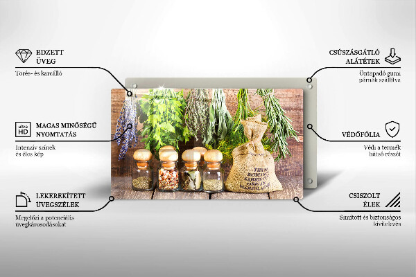 Chopping board Herbs spices and wood