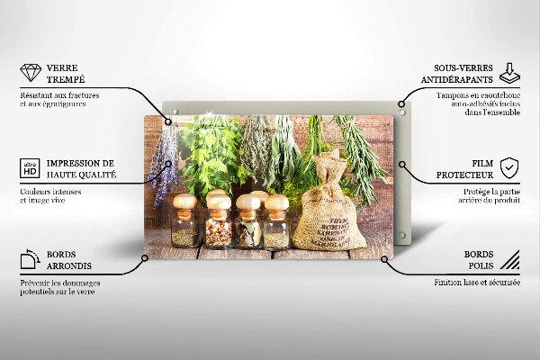 Chopping board Herbs spices and wood