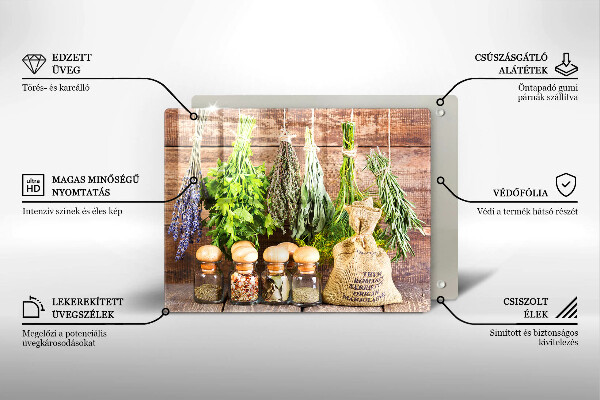 Chopping board Herbs spices and wood