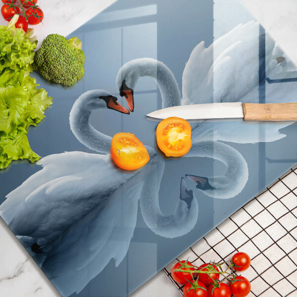 Chopping board Two swans heart