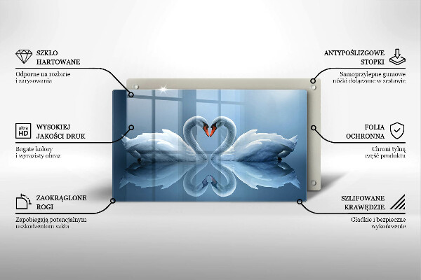 Chopping board Two swans heart