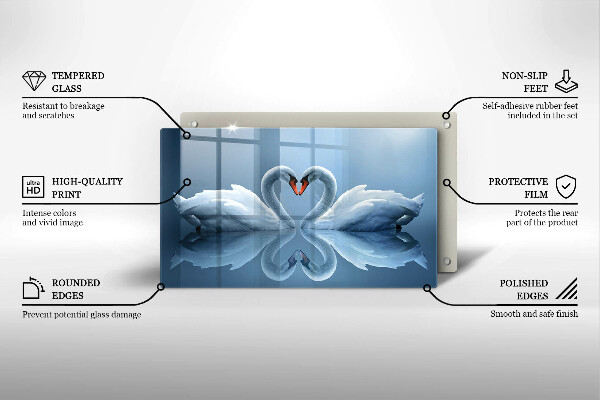 Chopping board Two swans heart