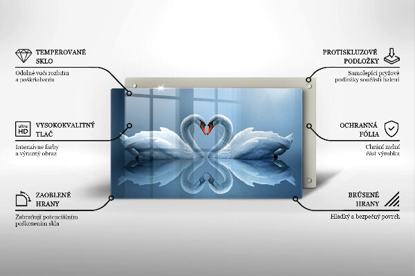 Chopping board Two swans heart