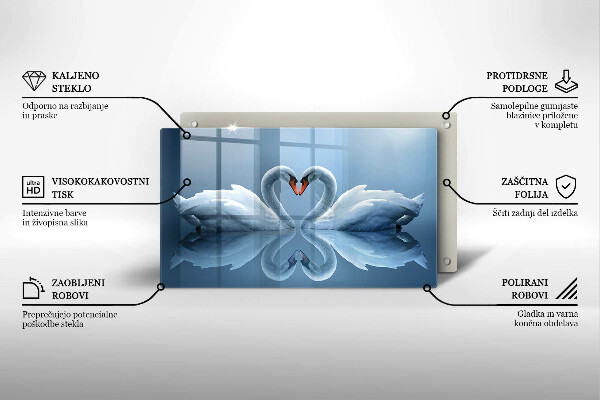 Chopping board Two swans heart