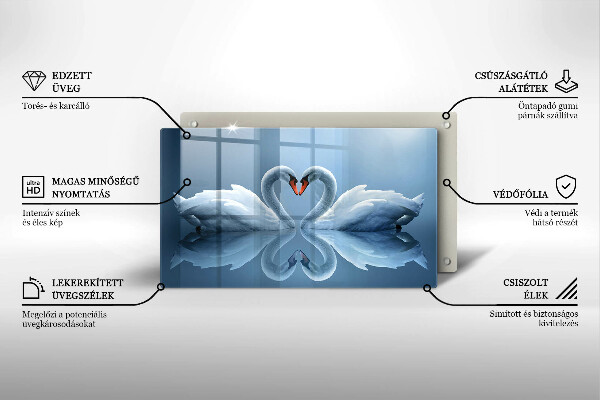 Chopping board Two swans heart
