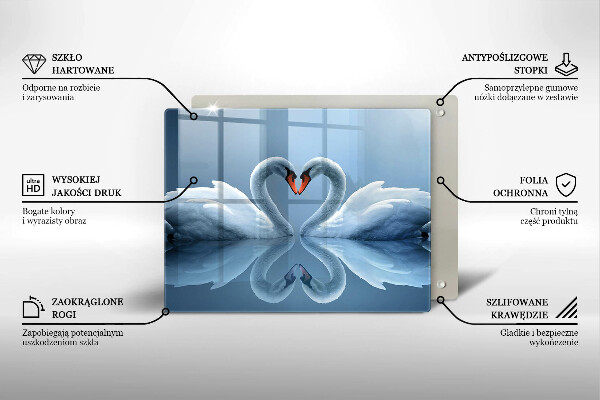 Chopping board Two swans heart