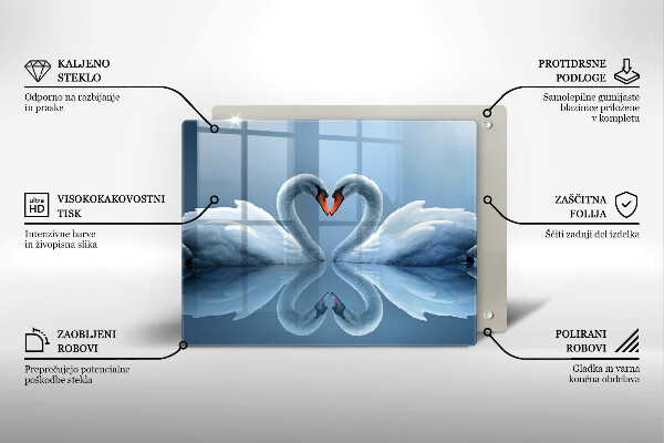 Chopping board Two swans heart