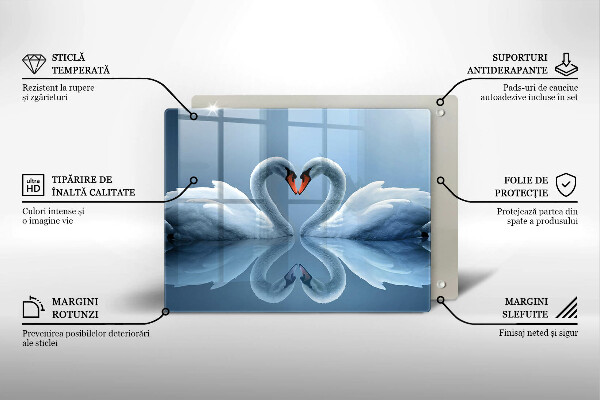 Chopping board Two swans heart