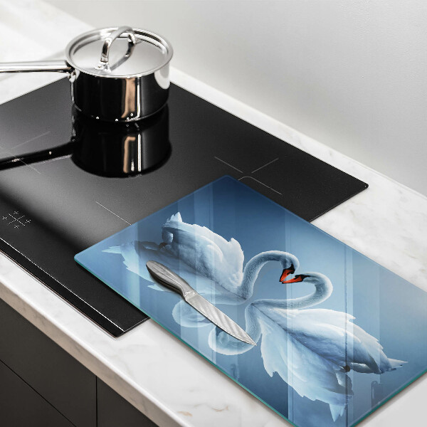 Chopping board Two swans heart