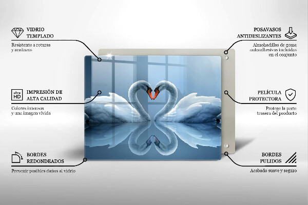 Chopping board Two swans heart