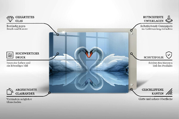 Chopping board Two swans heart