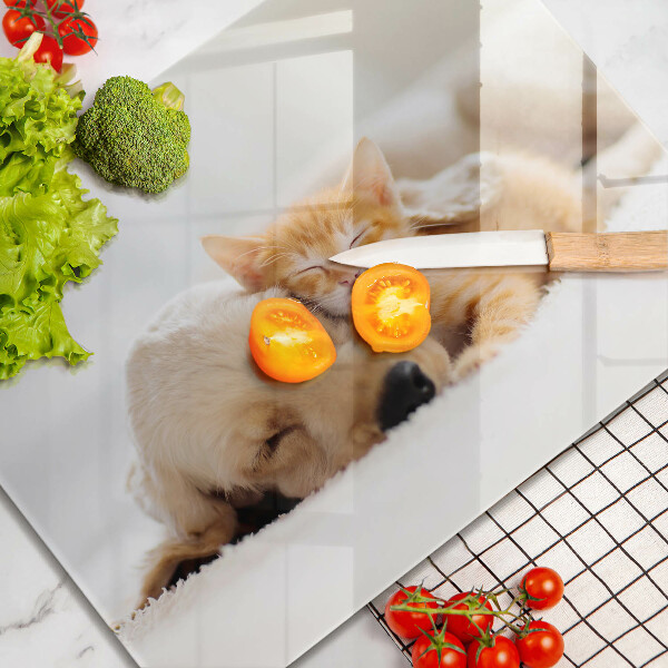 Chopping board Animals dog and cat