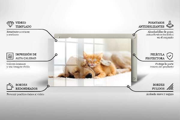 Chopping board Animals dog and cat