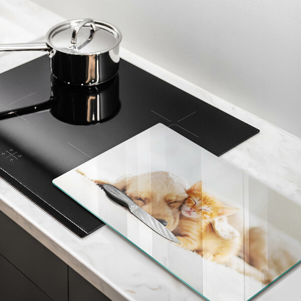 Chopping board Animals dog and cat