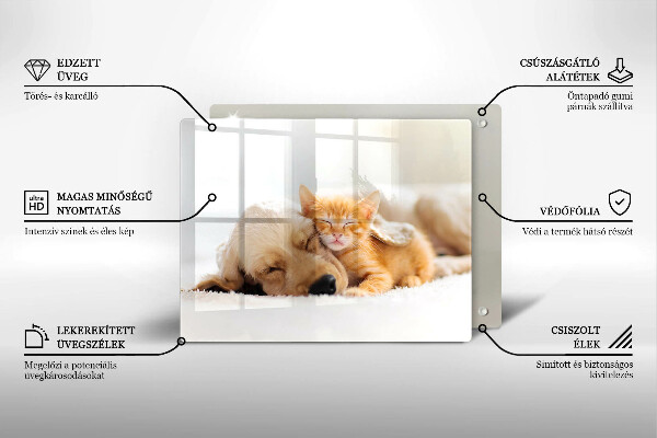 Chopping board Animals dog and cat