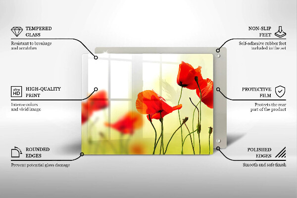 Chopping board Red flowers