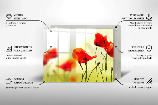 Chopping board Red flowers