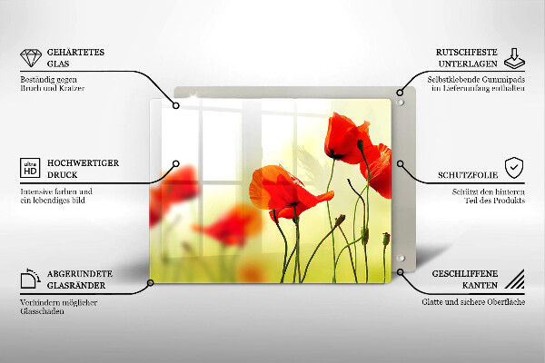 Chopping board Red flowers