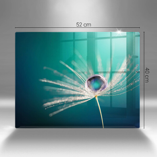 Chopping board Dew on a dandelion