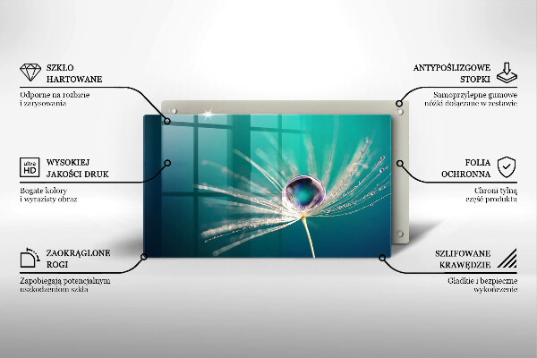 Chopping board Dew on a dandelion