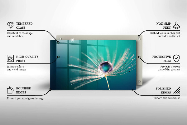 Chopping board Dew on a dandelion