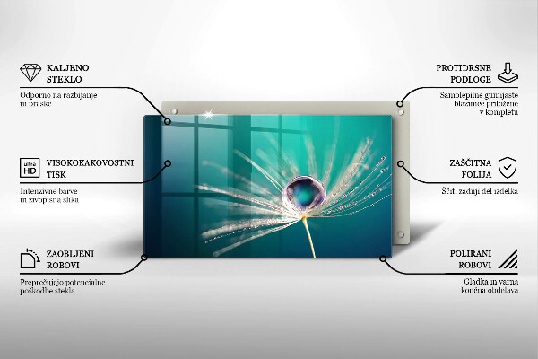 Chopping board Dew on a dandelion
