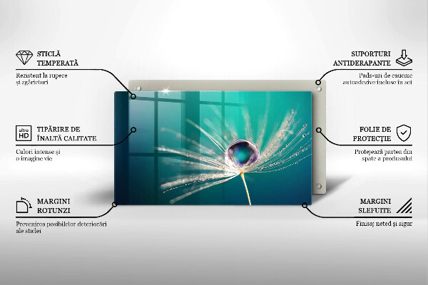 Chopping board Dew on a dandelion