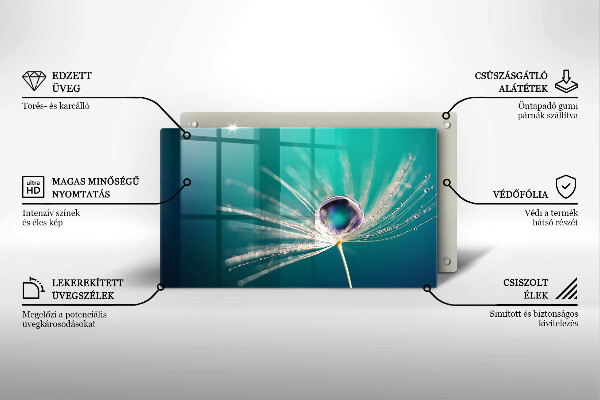 Chopping board Dew on a dandelion