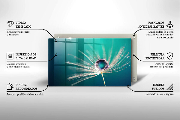 Chopping board Dew on a dandelion