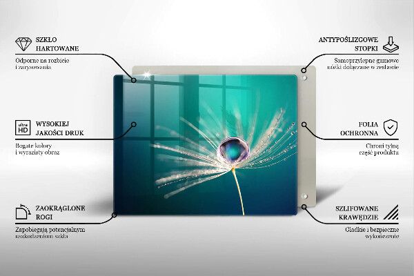 Chopping board Dew on a dandelion