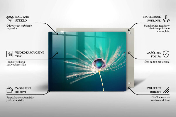 Chopping board Dew on a dandelion