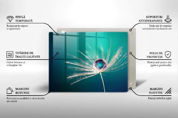 Chopping board Dew on a dandelion