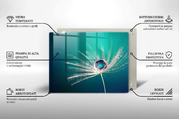 Chopping board Dew on a dandelion