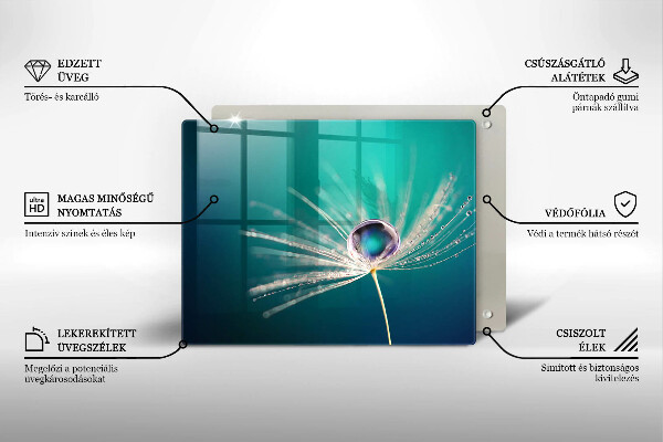 Chopping board Dew on a dandelion