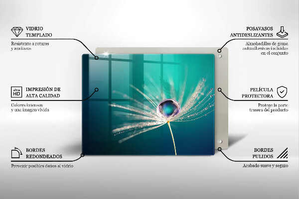 Chopping board Dew on a dandelion