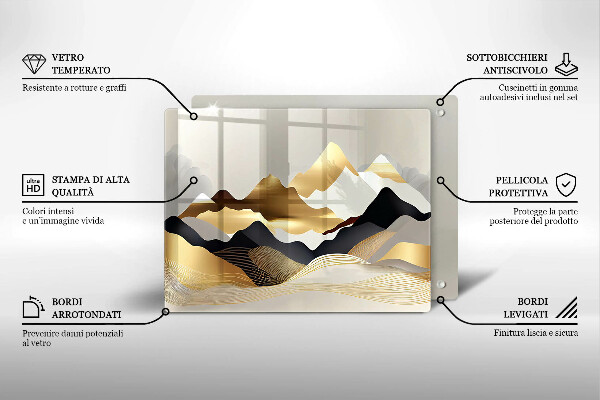 Chopping board Abstraction of golden mountains