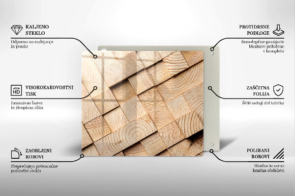 Glass worktop saver Wooden squares