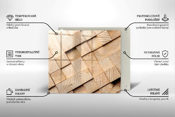 Glass worktop saver Wooden squares