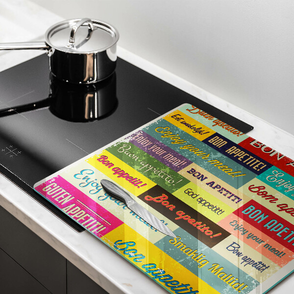 Chopping board glass Enjoy your meal transcriptions