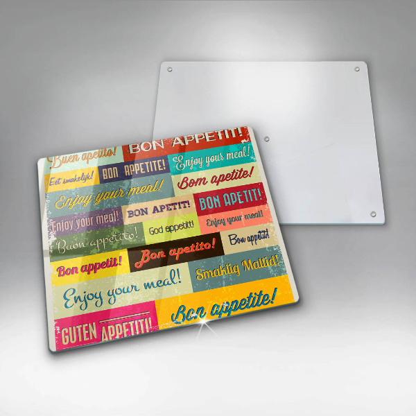 Chopping board glass Enjoy your meal transcriptions