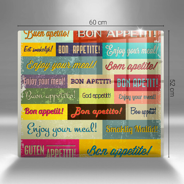 Chopping board glass Enjoy your meal transcriptions